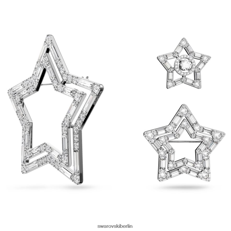 Swarovski Stella-Brosche Mischschliffe, Stern, weiß, rhodiniert Zubehör HLT448394