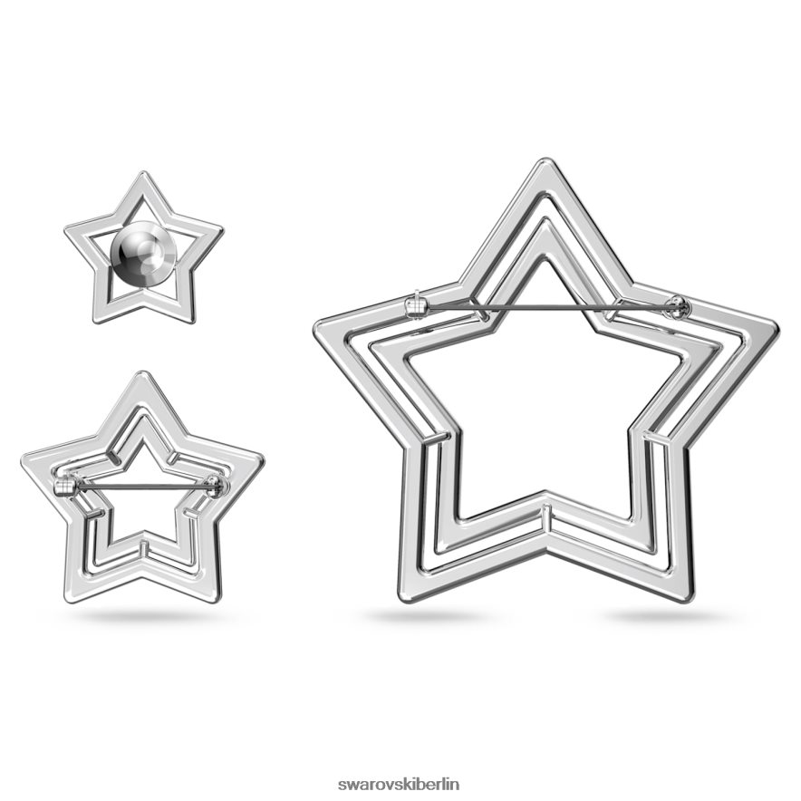 Swarovski Stella-Brosche Mischschliffe, Stern, weiß, rhodiniert Zubehör HLT448394