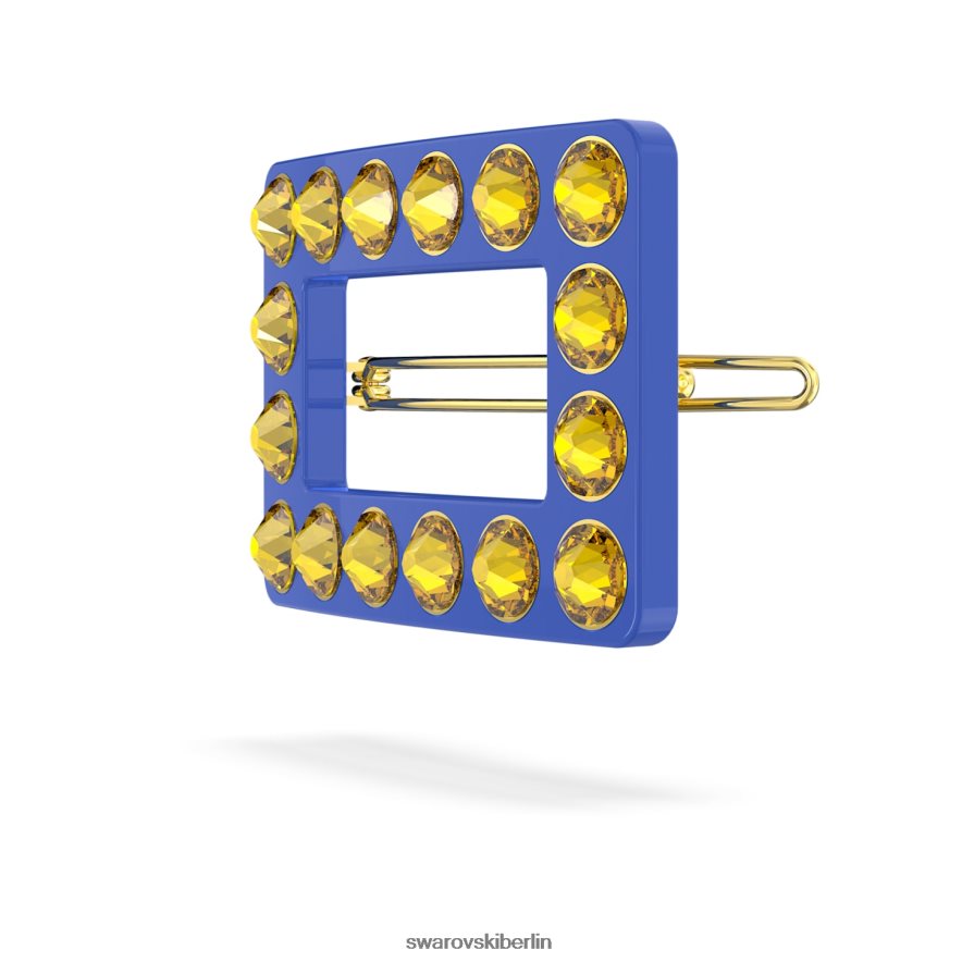 Swarovski Haarklammer runder Schliff, rechteckige Form, blau, vergoldet Zubehör HLT4481474