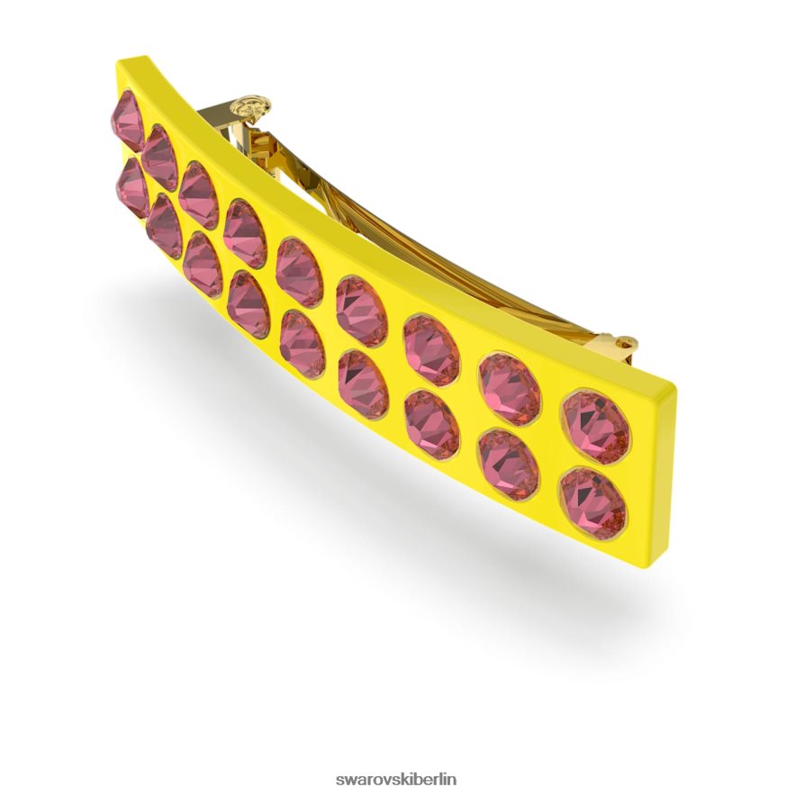 Swarovski Haarklammer runder Schliff, rechteckige Form, rosa, vergoldet Zubehör HLT4481480
