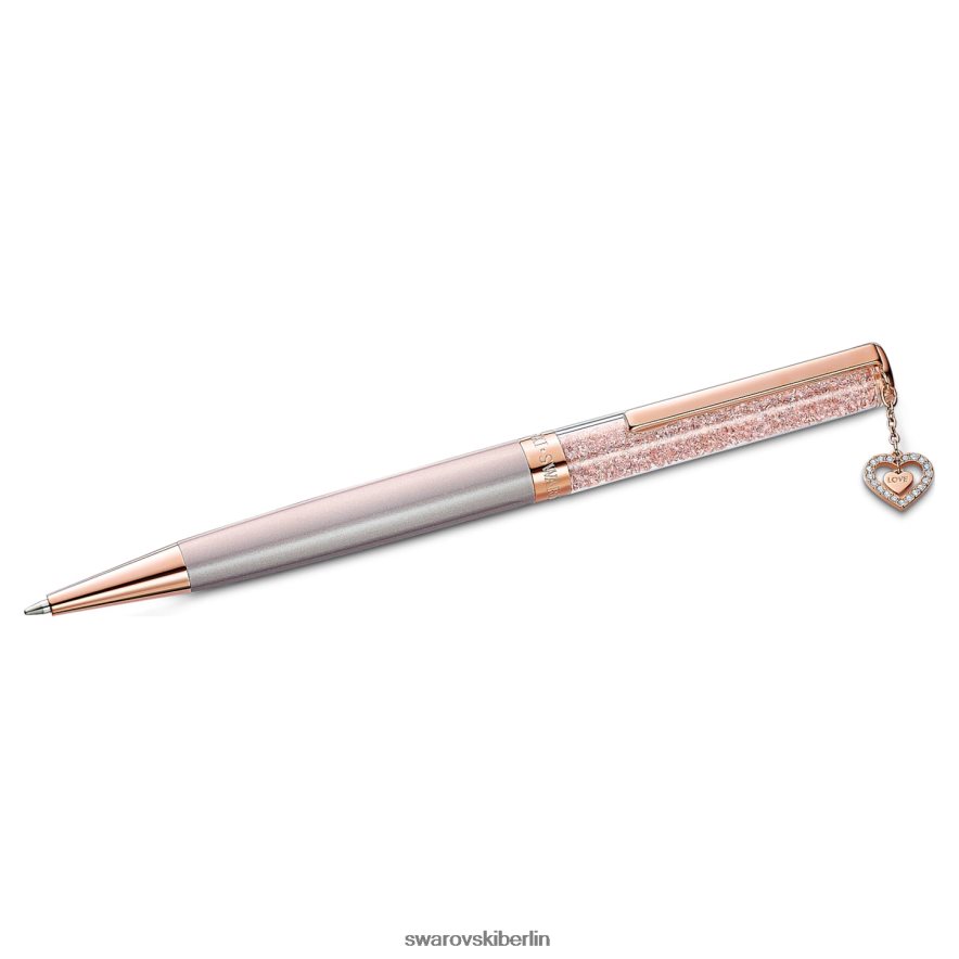 Swarovski Kristallkugelschreiber Herz, roségoldfarben, rosa lackiert, roségoldfarben plattiert Zubehör HLT4481284
