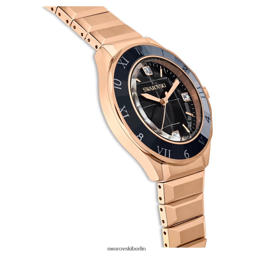 Swarovski 37-mm-Uhr Swiss Made, Metallarmband, schwarz, roségoldfarbenes Finish Zubehör HLT4481193