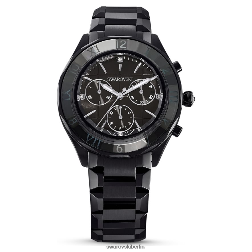 Swarovski 39-mm-Uhr Swiss Made, Metallarmband, schwarz, schwarzes Finish Zubehör HLT4481239