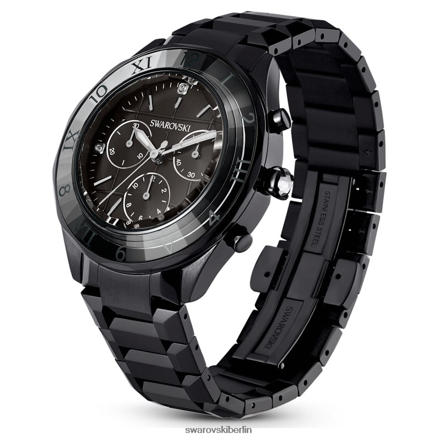 Swarovski 39-mm-Uhr Swiss Made, Metallarmband, schwarz, schwarzes Finish Zubehör HLT4481239