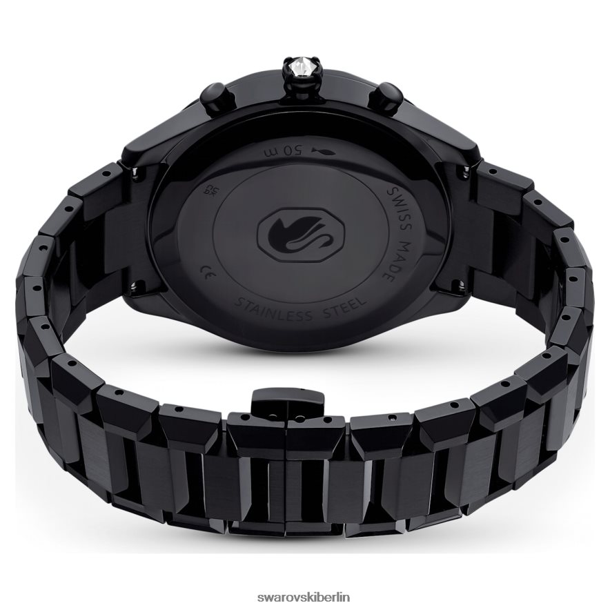 Swarovski 39-mm-Uhr Swiss Made, Metallarmband, schwarz, schwarzes Finish Zubehör HLT4481239