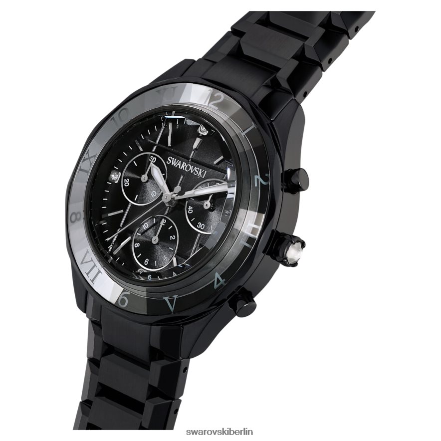 Swarovski 39-mm-Uhr Swiss Made, Metallarmband, schwarz, schwarzes Finish Zubehör HLT4481239