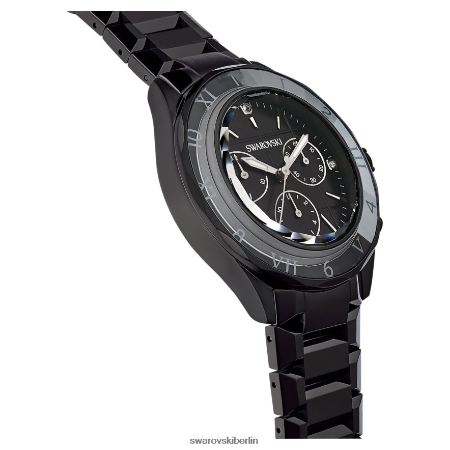 Swarovski 39-mm-Uhr Swiss Made, Metallarmband, schwarz, schwarzes Finish Zubehör HLT4481239