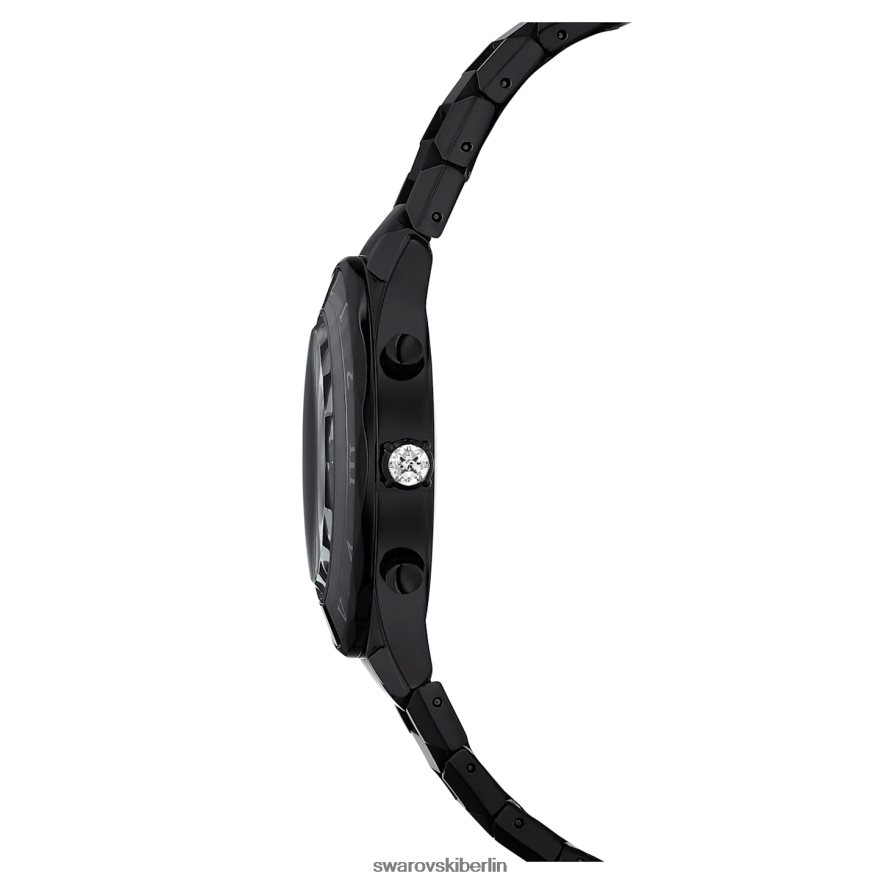 Swarovski 39-mm-Uhr Swiss Made, Metallarmband, schwarz, schwarzes Finish Zubehör HLT4481239