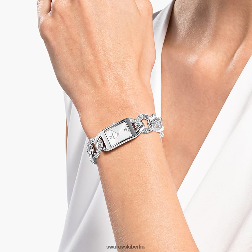 Swarovski Cocktailuhr Swiss Made, Pavé, Metallarmband, silberfarben, Edelstahl Zubehör HLT4481231