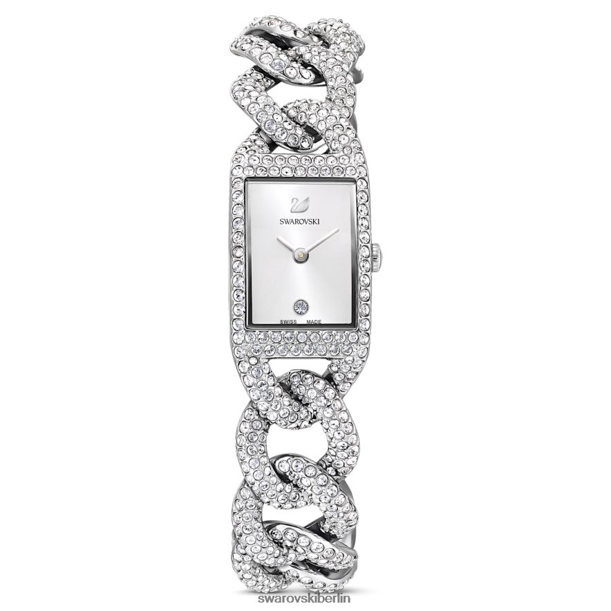 Swarovski Cocktailuhr Swiss Made, Vollpavé, Metallarmband, silberfarben, Edelstahl Zubehör HLT4481227