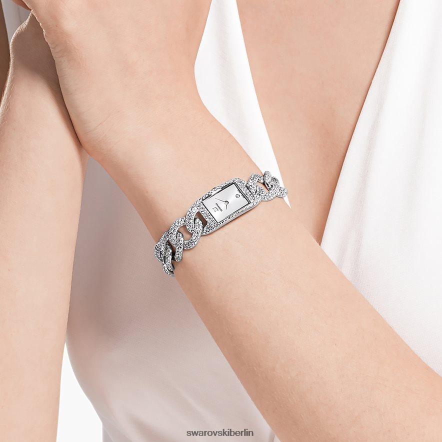 Swarovski Cocktailuhr Swiss Made, Vollpavé, Metallarmband, silberfarben, Edelstahl Zubehör HLT4481227