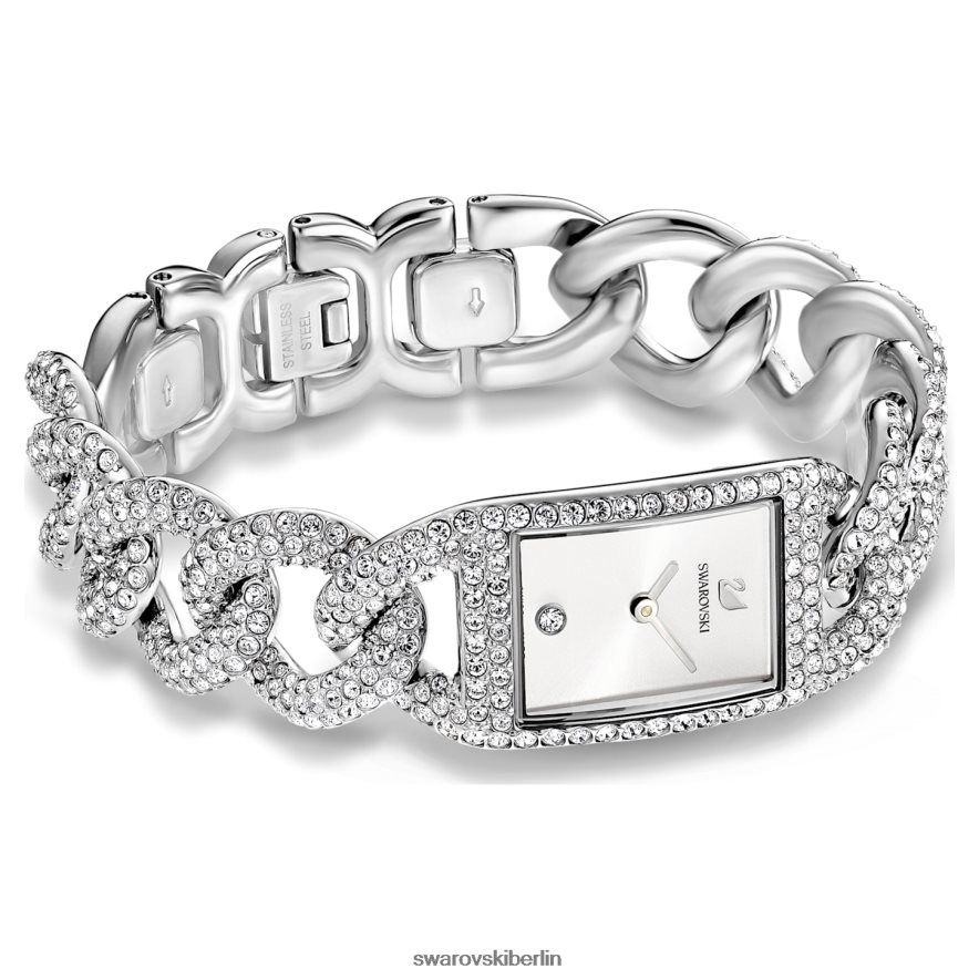 Swarovski Cocktailuhr Swiss Made, Vollpavé, Metallarmband, silberfarben, Edelstahl Zubehör HLT4481227