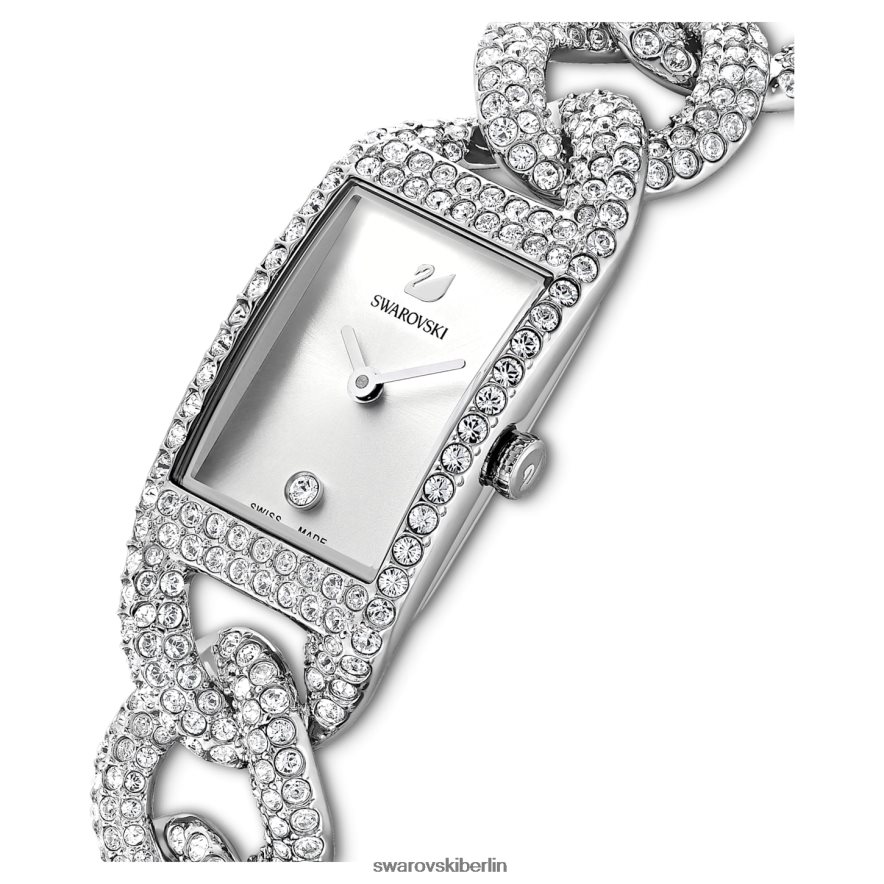 Swarovski Cocktailuhr Swiss Made, Vollpavé, Metallarmband, silberfarben, Edelstahl Zubehör HLT4481227