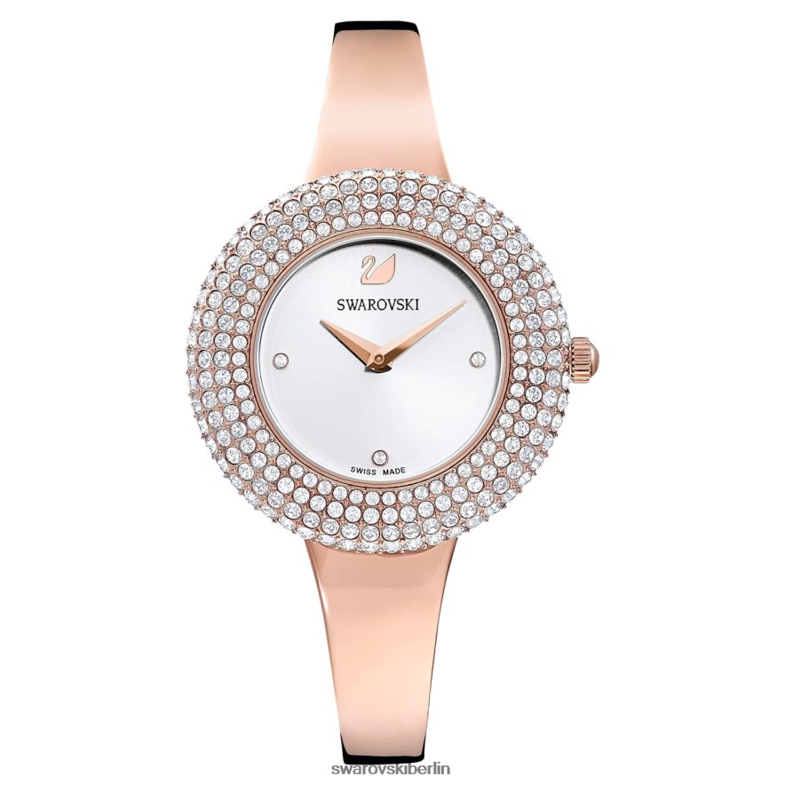 Swarovski Kristall-Rosenuhr In der Schweiz hergestellt, Metallarmband, roségoldfarben, roségoldfarbenes Finish Zubehör HLT4481165