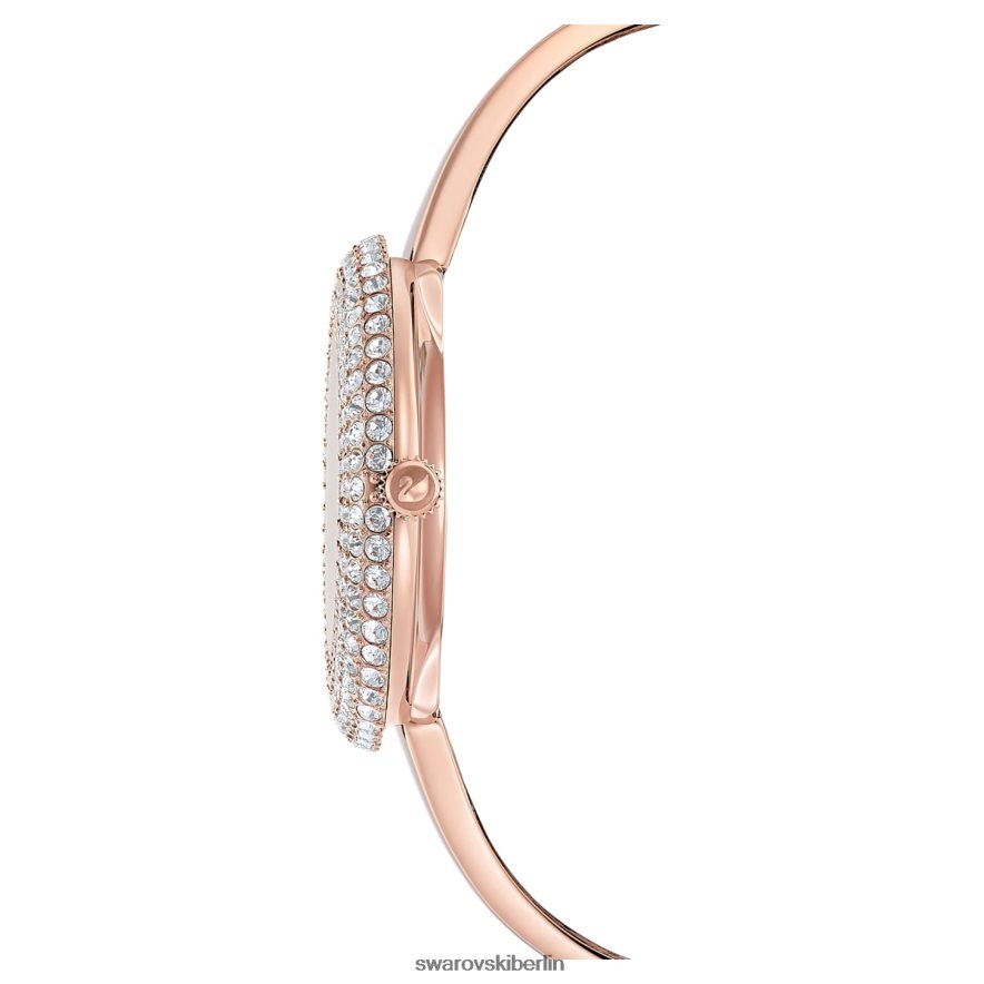 Swarovski Kristall-Rosenuhr In der Schweiz hergestellt, Metallarmband, roségoldfarben, roségoldfarbenes Finish Zubehör HLT4481165
