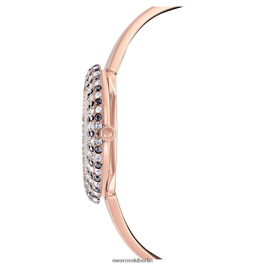 Swarovski Kristall-Rosenuhr Swiss Made, Metallarmband, schwarz, roségoldfarbenes Finish Zubehör HLT4481162