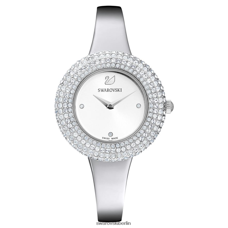 Swarovski Kristall-Rosenuhr Swiss Made, Metallarmband, silberfarben, Edelstahl Zubehör HLT4481247