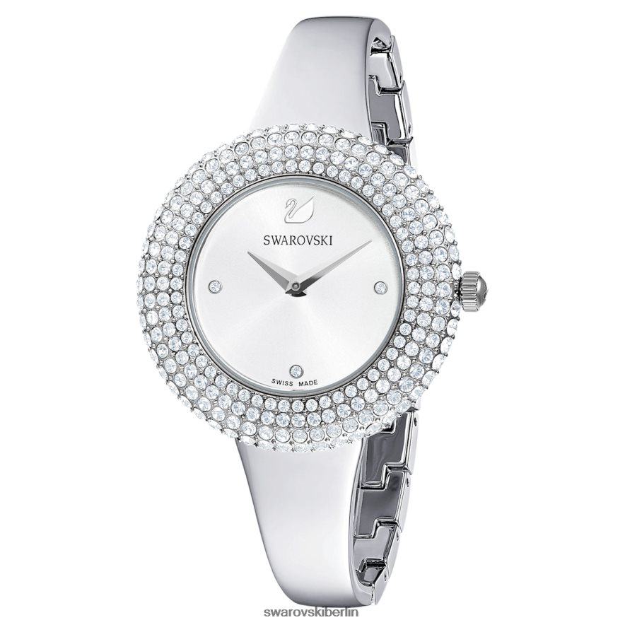 Swarovski Kristall-Rosenuhr Swiss Made, Metallarmband, silberfarben, Edelstahl Zubehör HLT4481247