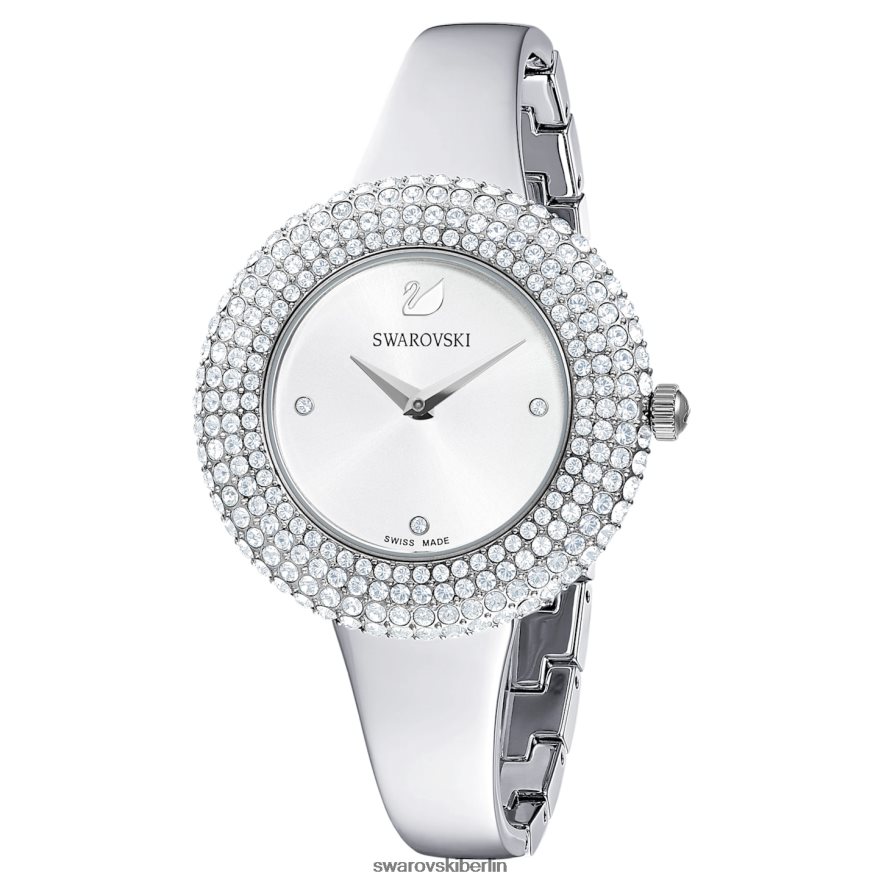 Swarovski Kristall-Rosenuhr Swiss Made, Metallarmband, silberfarben, Edelstahl Zubehör HLT4481247