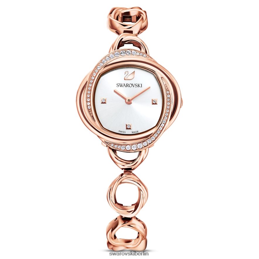 Swarovski Kristallblumenuhr In der Schweiz hergestellt, Metallarmband, roségoldfarben, roségoldfarbenes Finish Zubehör HLT4481187