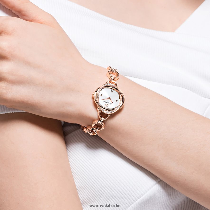 Swarovski Kristallblumenuhr In der Schweiz hergestellt, Metallarmband, roségoldfarben, roségoldfarbenes Finish Zubehör HLT4481187