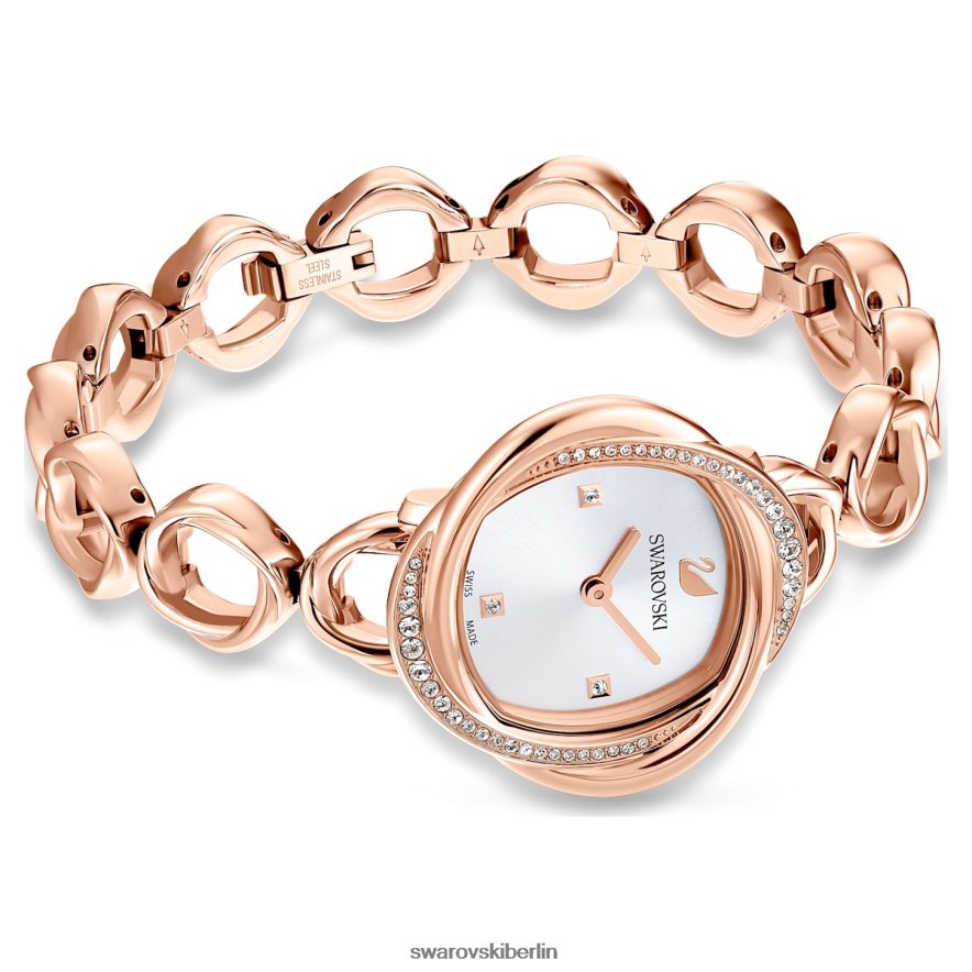 Swarovski Kristallblumenuhr In der Schweiz hergestellt, Metallarmband, roségoldfarben, roségoldfarbenes Finish Zubehör HLT4481187