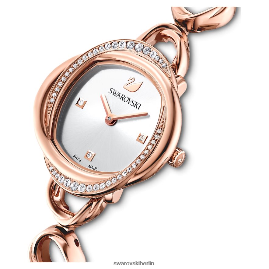 Swarovski Kristallblumenuhr In der Schweiz hergestellt, Metallarmband, roségoldfarben, roségoldfarbenes Finish Zubehör HLT4481187