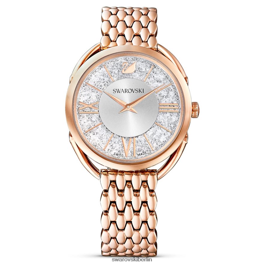 Swarovski Kristallglas-Glamour-Uhr In der Schweiz hergestellt, Metallarmband, roségoldfarben, roségoldfarbenes Finish Zubehör HLT4481194