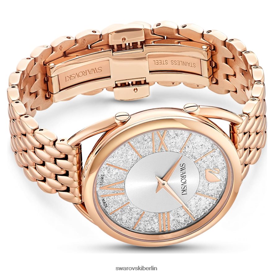 Swarovski Kristallglas-Glamour-Uhr In der Schweiz hergestellt, Metallarmband, roségoldfarben, roségoldfarbenes Finish Zubehör HLT4481194