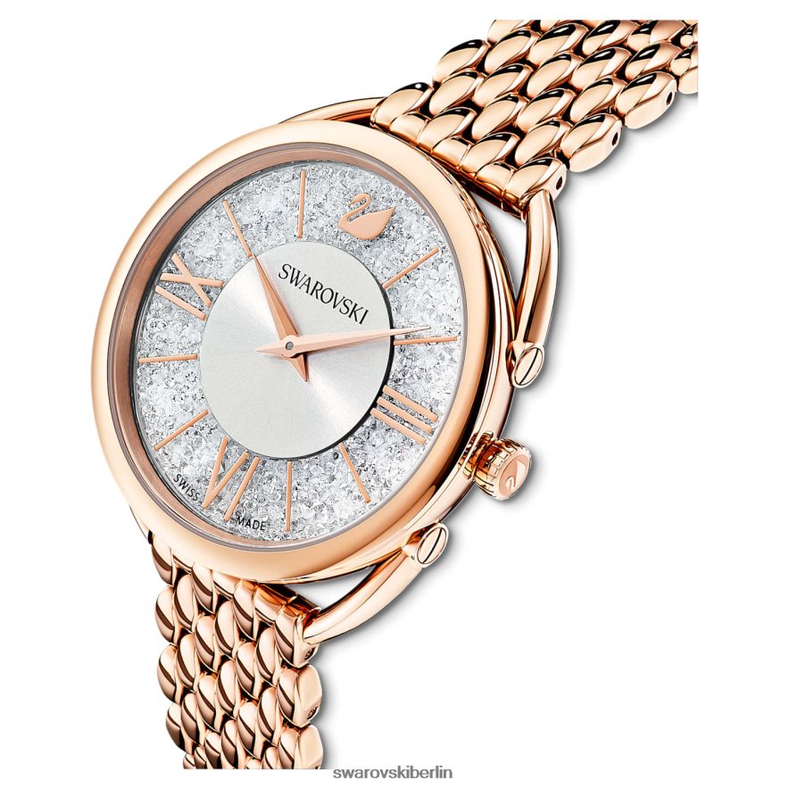 Swarovski Kristallglas-Glamour-Uhr In der Schweiz hergestellt, Metallarmband, roségoldfarben, roségoldfarbenes Finish Zubehör HLT4481194