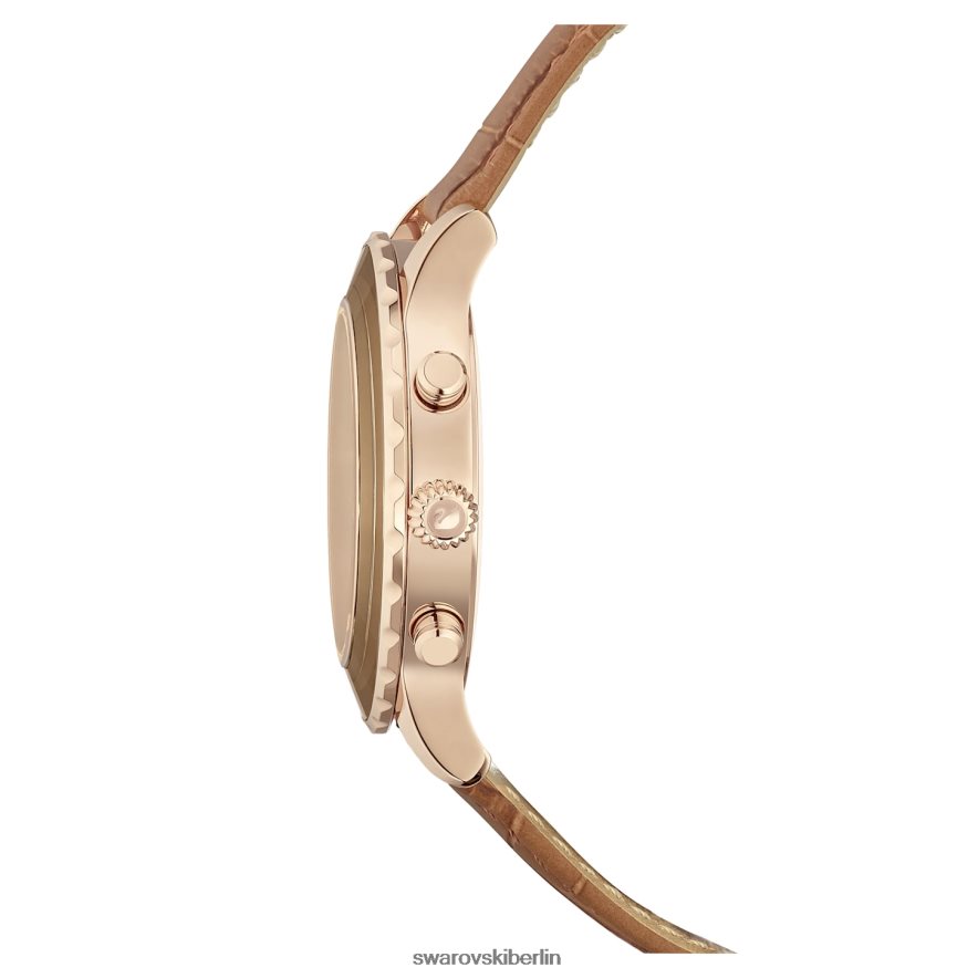 Swarovski Octea Lux Chronouhr Swiss Made, Lederarmband, braun, goldfarbenes Finish Zubehör HLT4481150