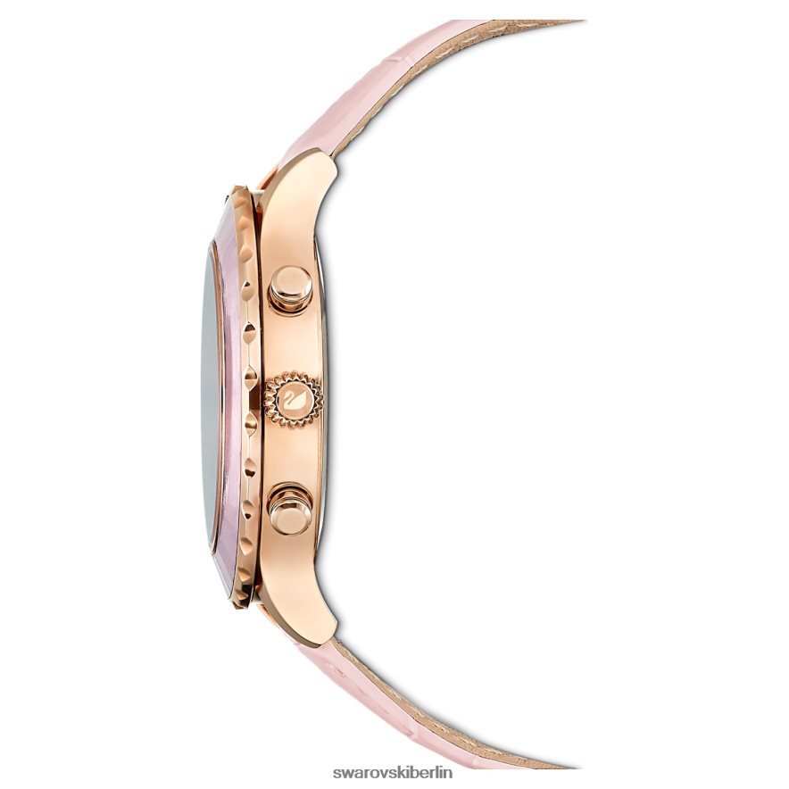 Swarovski Octea Lux Chronouhr Swiss Made, Lederarmband, rosa, roségoldfarbenes Finish Zubehör HLT4481191