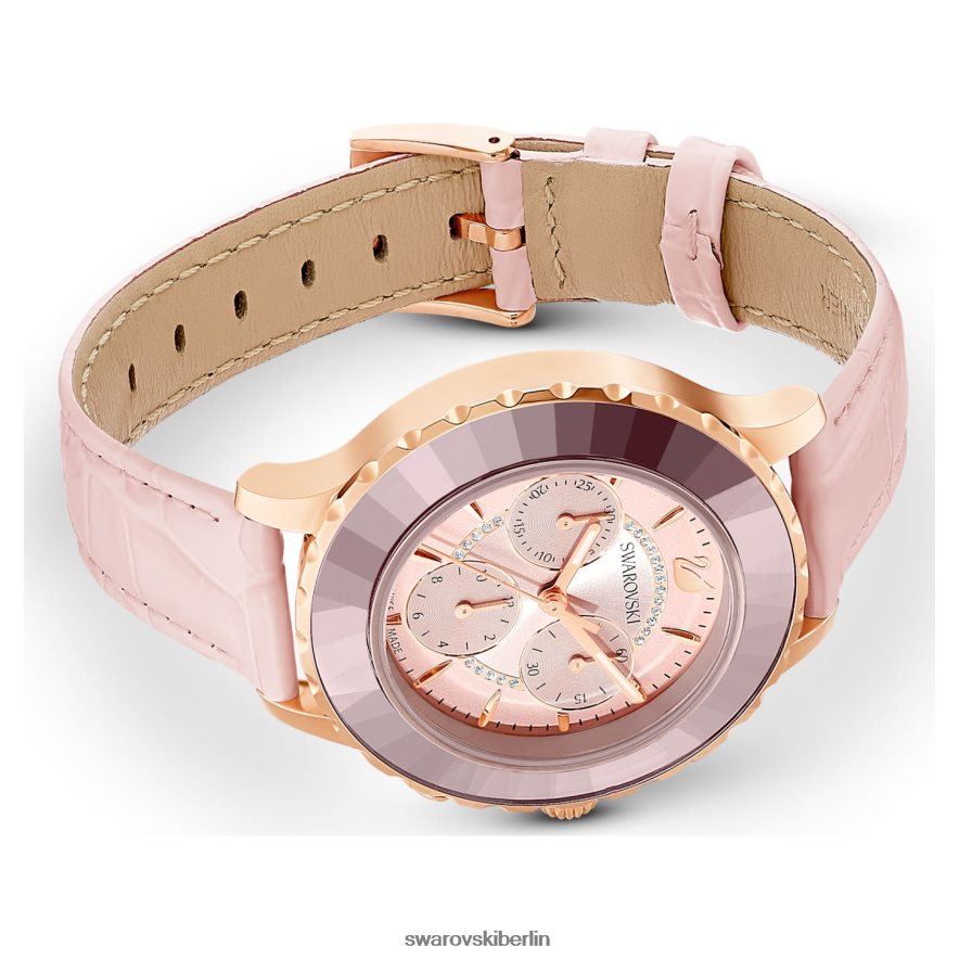 Swarovski Octea Lux Chronouhr Swiss Made, Lederarmband, rosa, roségoldfarbenes Finish Zubehör HLT4481191