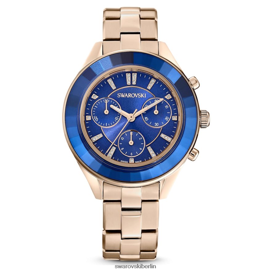 Swarovski Octea Lux Sportuhr Swiss Made, Metallarmband, blau, champagnergoldfarbenes Finish Zubehör HLT4481143