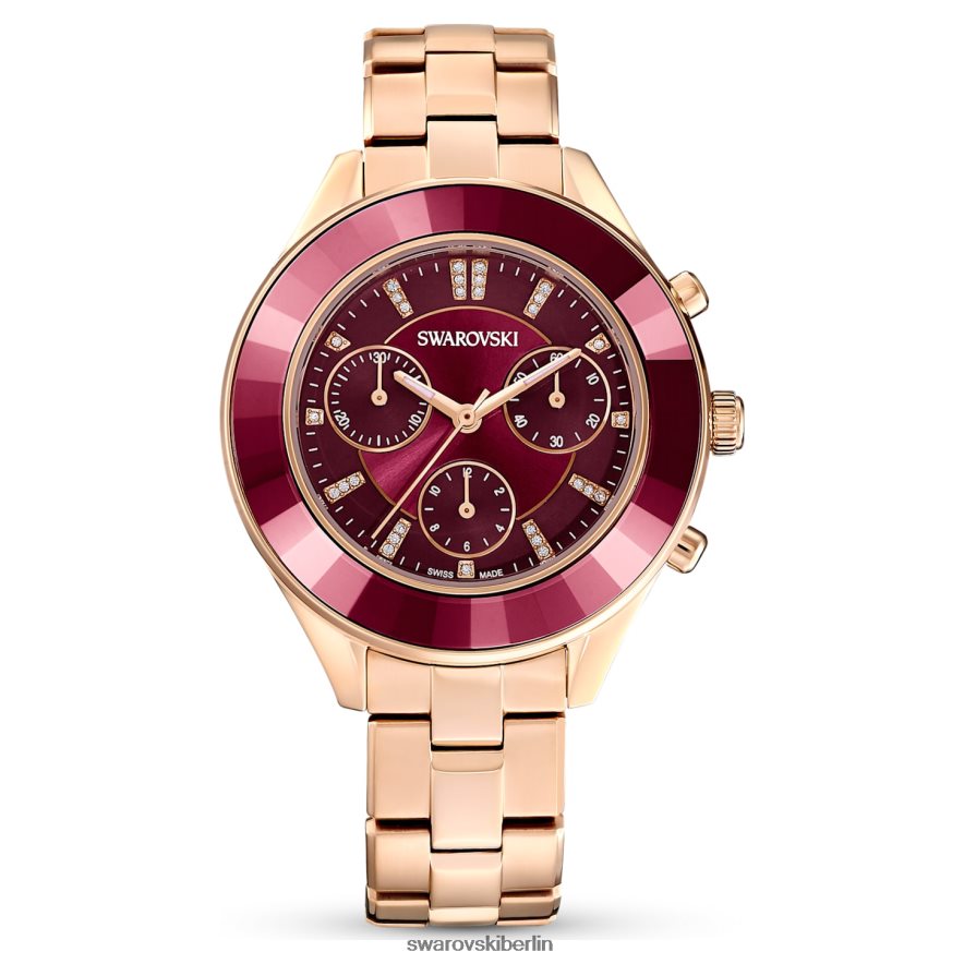 Swarovski Octea Lux Sportuhr Swiss Made, Metallarmband, rot, roségoldfarbenes Finish Zubehör HLT4481176