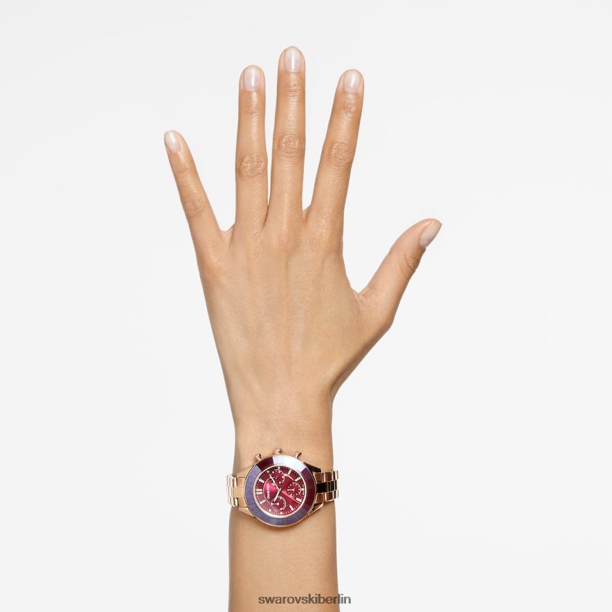 Swarovski Octea Lux Sportuhr Swiss Made, Metallarmband, rot, roségoldfarbenes Finish Zubehör HLT4481176