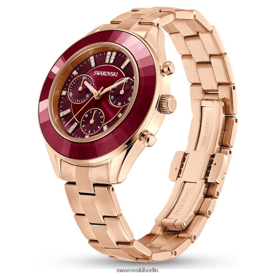 Swarovski Octea Lux Sportuhr Swiss Made, Metallarmband, rot, roségoldfarbenes Finish Zubehör HLT4481176