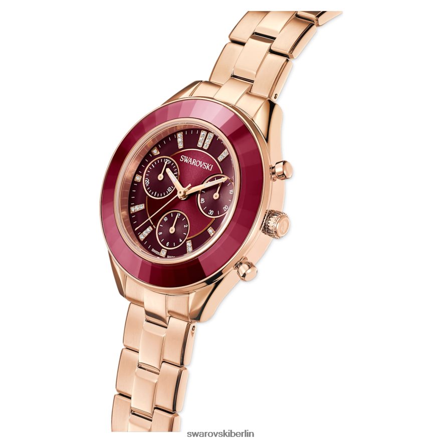 Swarovski Octea Lux Sportuhr Swiss Made, Metallarmband, rot, roségoldfarbenes Finish Zubehör HLT4481176