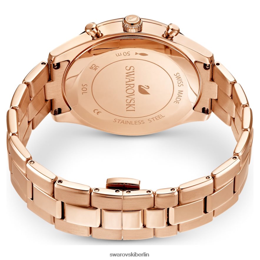 Swarovski Octea Lux Sportuhr Swiss Made, Metallarmband, schwarz, roségoldfarbenes Finish Zubehör HLT4481175