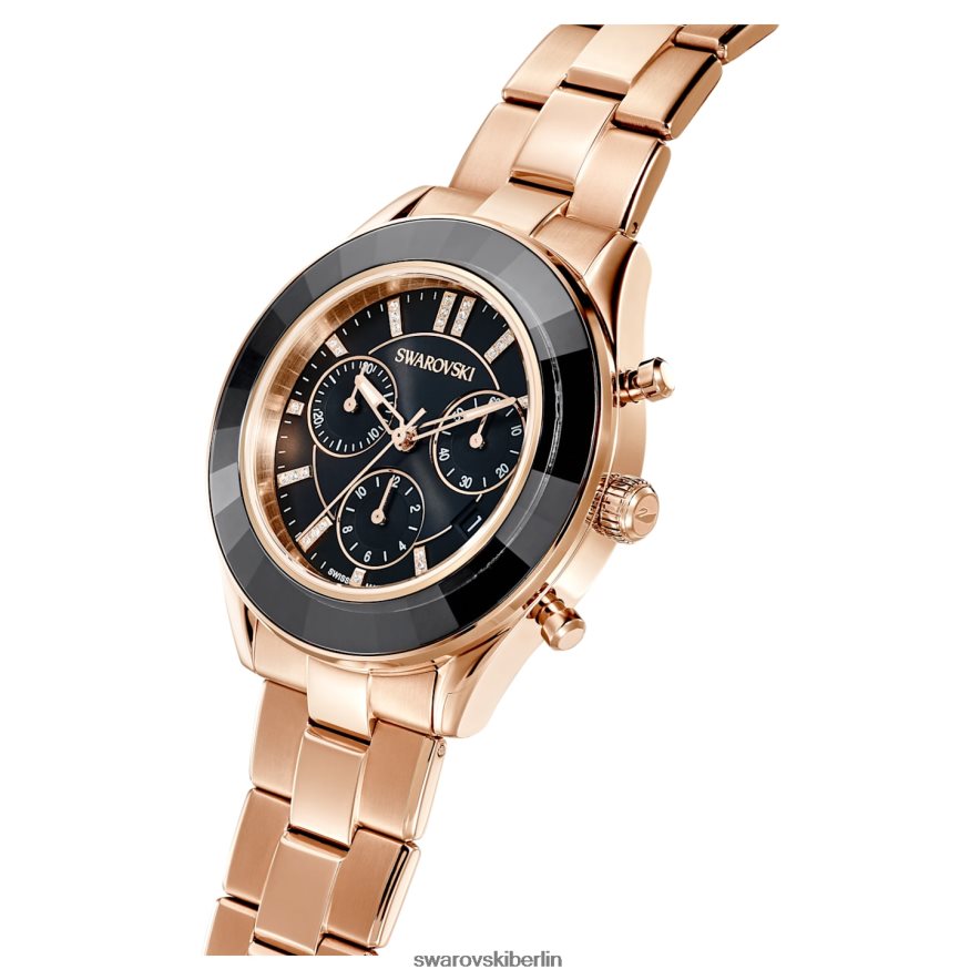 Swarovski Octea Lux Sportuhr Swiss Made, Metallarmband, schwarz, roségoldfarbenes Finish Zubehör HLT4481175