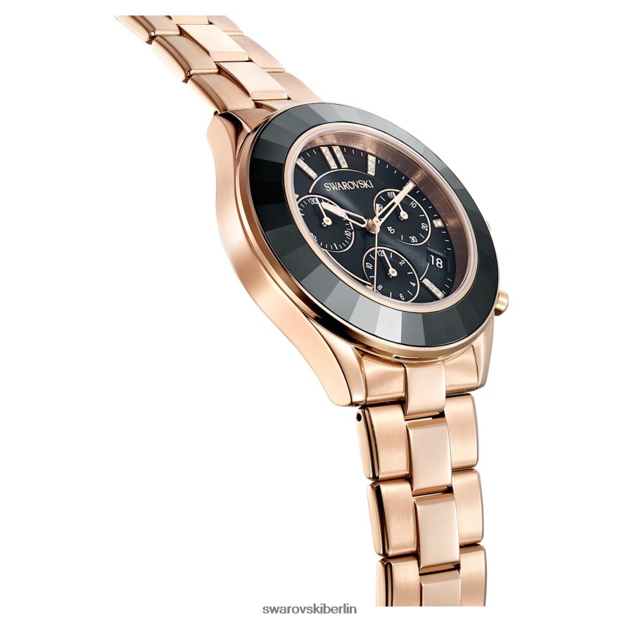 Swarovski Octea Lux Sportuhr Swiss Made, Metallarmband, schwarz, roségoldfarbenes Finish Zubehör HLT4481175