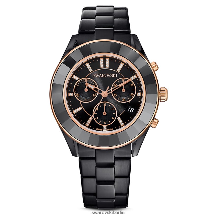 Swarovski Octea Lux Sportuhr Swiss Made, Metallarmband, schwarz, schwarzes Finish Zubehör HLT4481173