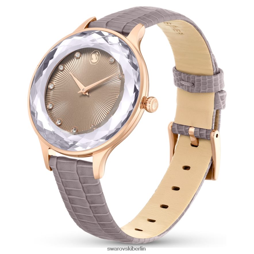 Swarovski Octea Nova Uhr In der Schweiz hergestellt, Lederarmband, beige, roségoldfarbenes Finish Zubehör HLT4481184