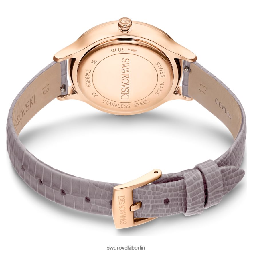 Swarovski Octea Nova Uhr In der Schweiz hergestellt, Lederarmband, beige, roségoldfarbenes Finish Zubehör HLT4481184