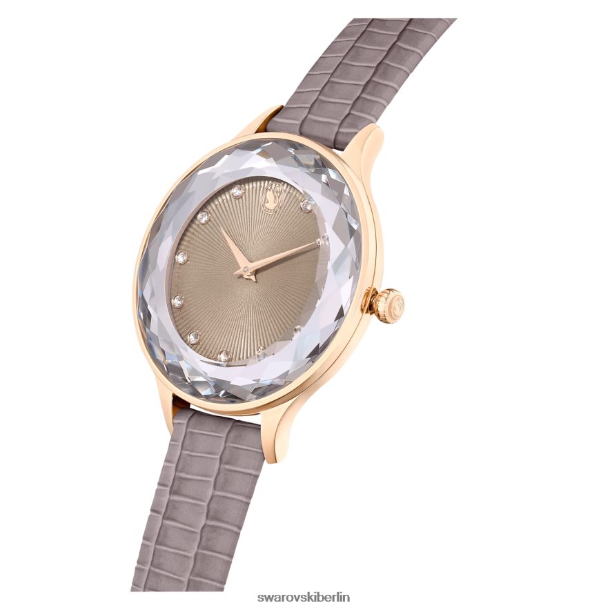 Swarovski Octea Nova Uhr In der Schweiz hergestellt, Lederarmband, beige, roségoldfarbenes Finish Zubehör HLT4481184