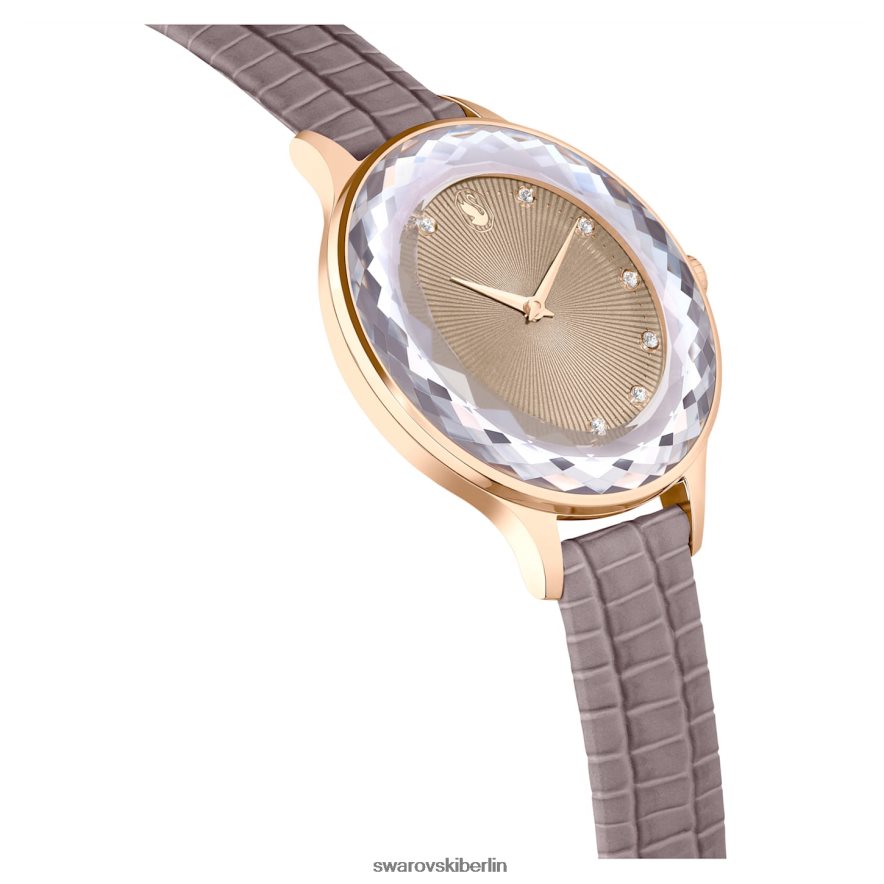 Swarovski Octea Nova Uhr In der Schweiz hergestellt, Lederarmband, beige, roségoldfarbenes Finish Zubehör HLT4481184