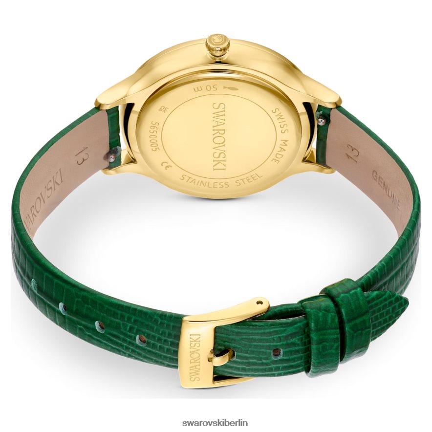 Swarovski Octea Nova Uhr Swiss Made, Lederarmband, grün, goldfarbenes Finish Zubehör HLT4481146