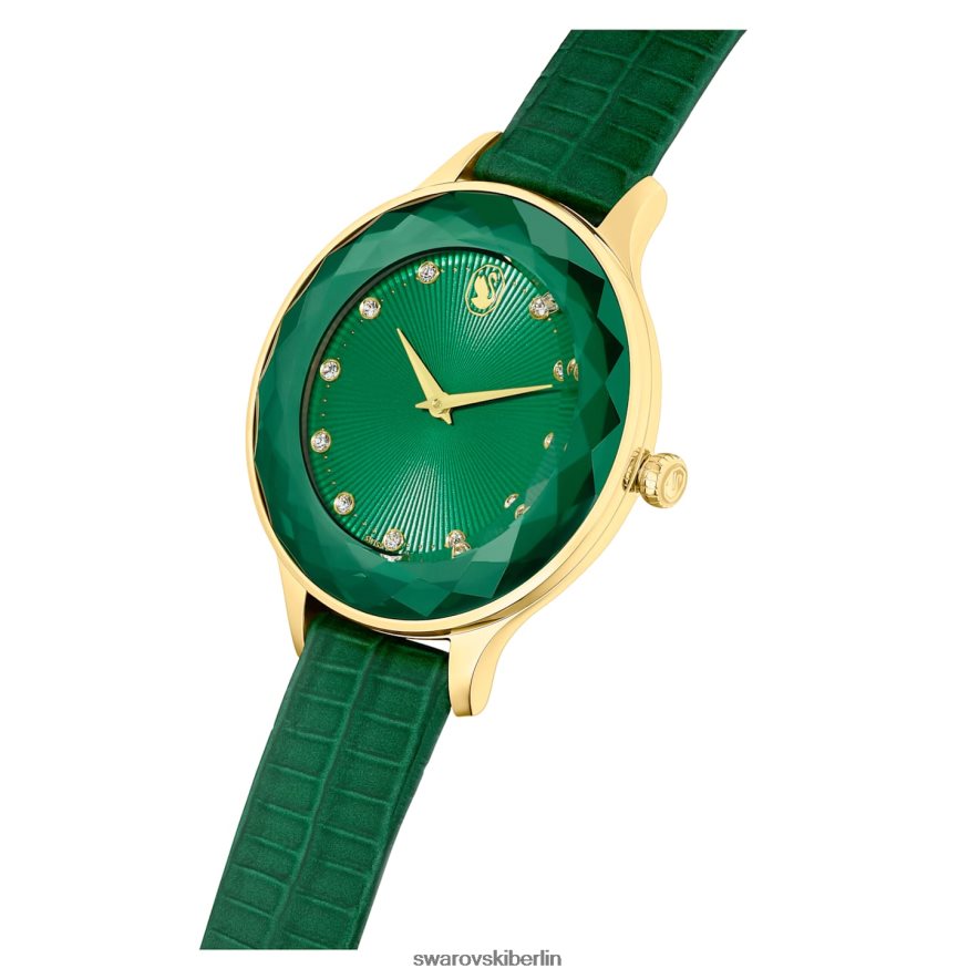 Swarovski Octea Nova Uhr Swiss Made, Lederarmband, grün, goldfarbenes Finish Zubehör HLT4481146