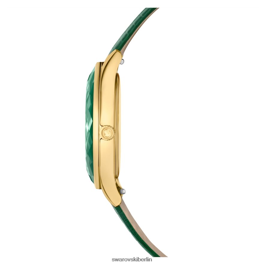 Swarovski Octea Nova Uhr Swiss Made, Lederarmband, grün, goldfarbenes Finish Zubehör HLT4481146