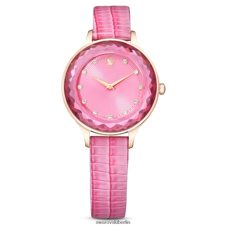 Swarovski Octea Nova Uhr Swiss Made, Lederarmband, rosa, roségoldfarbenes Finish Zubehör HLT4481179